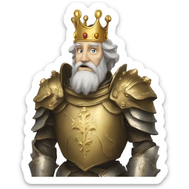 Vintage King hamlet old man big beard gold crown wearing armour fading ghost hands out trapped sticker