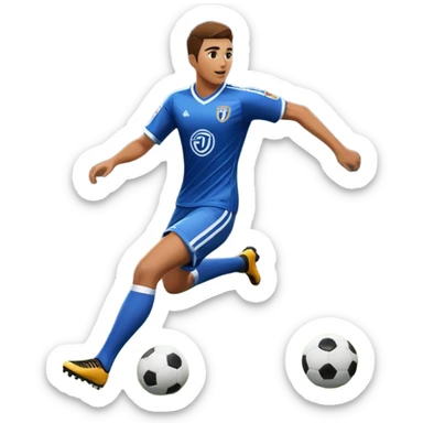 An icon representing sports gaming, inspired by EA Sports FC 25. The design features a dynamic soccer player kicking a ball, with a digital scoreboard in the background. Bright stadium lights illuminate the action, capturing the thrill of the game. Transparent background sticker