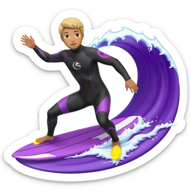 glitter surfer purple surf in wave ocean cian sticker