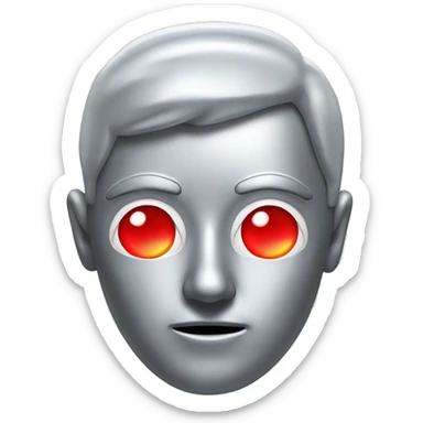 A silver human head with red laser beam coming out of eyes  sticker
