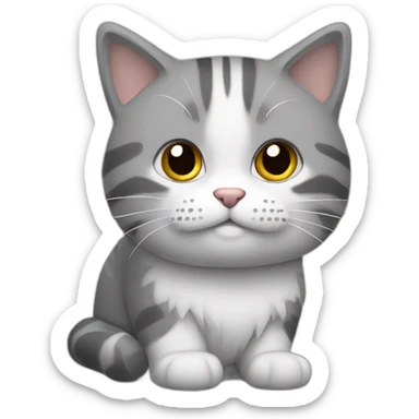 Chat poil avec ligne gris et blanc sticker