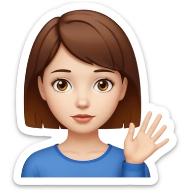 Let her be a girl with white skin and short brown hair with tips up that can be seen  sticker