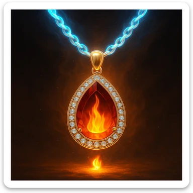 Replace the dark void with a small, powerful flame inside the pendant sticker