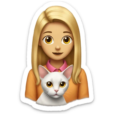 A cat with a girl on a chiar sticker