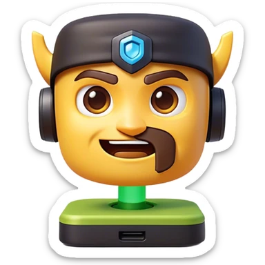 Clash of Clans aesthetic: Cinematic Playful Kinect Sensor Portrait Emoji, rendered in a 3D vector-style similar to standard emojis with minimal shading and bold, simplified shapes. A compact, distinct form with signature details, softly glowing with a modern gaming energy charm. Simplified yet unmistakably iconic, highly detailed and consistent, glowing with a soft radiance and high shine. Stylized with a touch of next-gen innovation and a soft glowing outline, capturing the essence of a beloved gaming relic with a friendly, playful manner! sticker