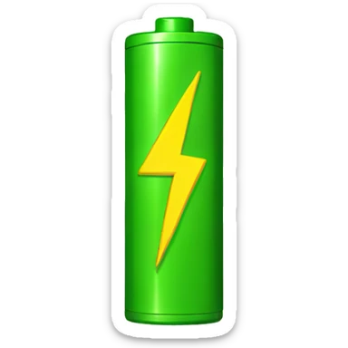 simple vertical green battery with yellow lightning logo on it sticker