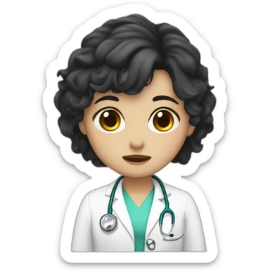 doctor girl dark hair crying tears sticker