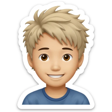 asian boy with messy hair sticker