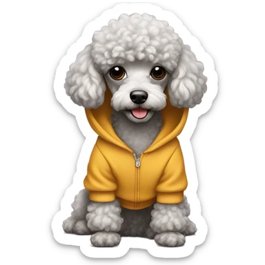 miniature poodle wearing a hoodie sticker