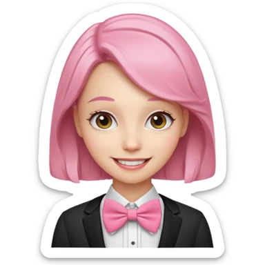 woman with pink bowtie sticker