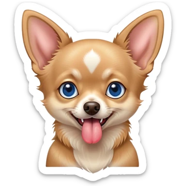 chihuahua with little blue eyes, sticks out his tongue. sticker