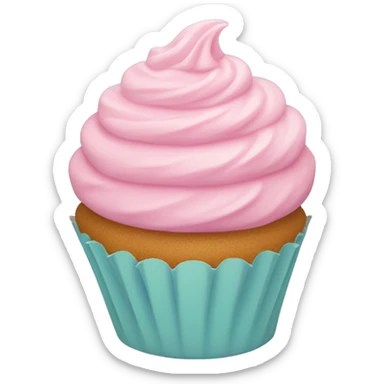 pastel pink cupcake, with colorful frosting sticker