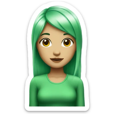 pretty girl with green hair sticker