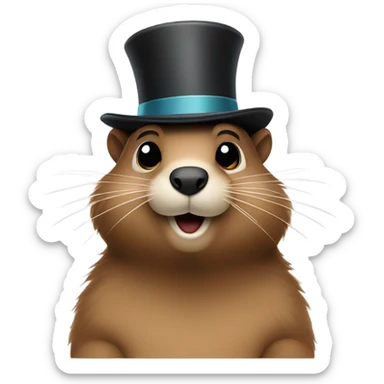 Groundhog with a hat on sticker