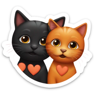 black and orange cats being in love  sticker