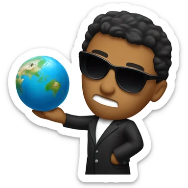 Tony Montana sunglasses holding a globe sticker