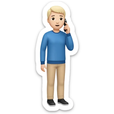 A 3D full body bitmoji talking on mobile with someone sticker