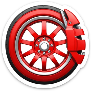 Car wheel emoji with red brake caliper sticker