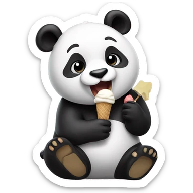 Panda eating ice cream sticker