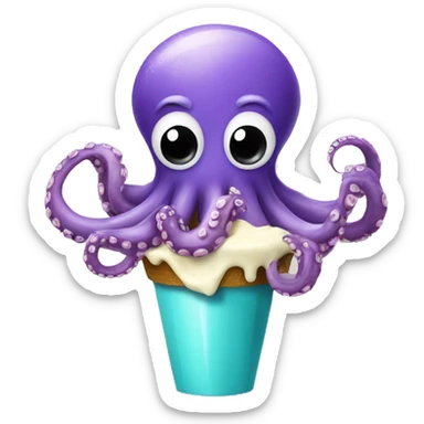 OCTOPUS EATING ICECREAM sticker