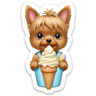Teacup yorkie eating ice cream sticker