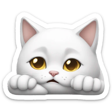 sad white cat facepalm  sticker