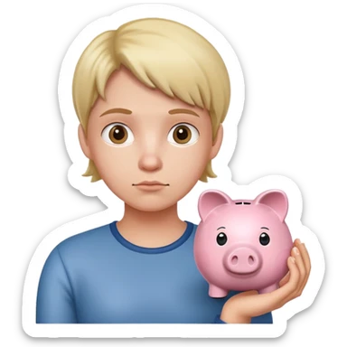 holding a piggy bank and looking thoughtful sticker