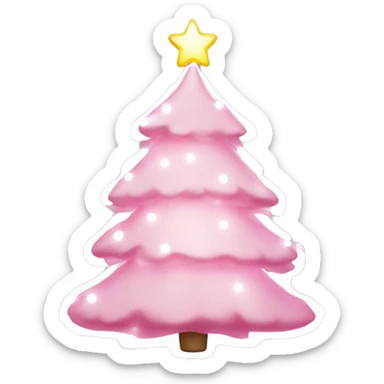 Pink Christmas tree with while lights and an angel sticker