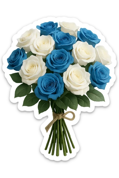 bouquet of white and blue roses , remove background sticker