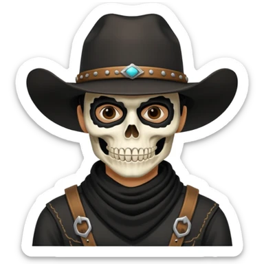 🤠+💀, colocar uma máscara preta no pescoço  sticker