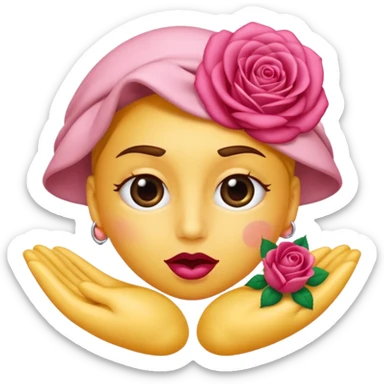 Un 😀 avec un doigt dans la bouche qui cligne des yeux, et il a un nœud sticker