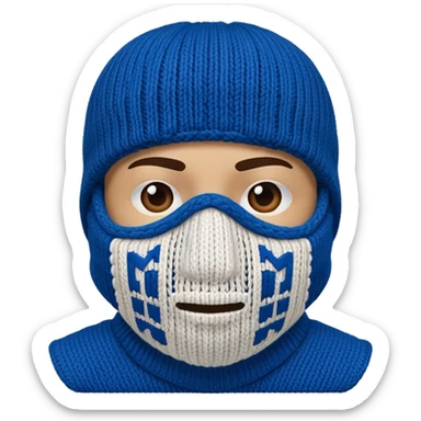 ski mask blue and white on half sides sticker