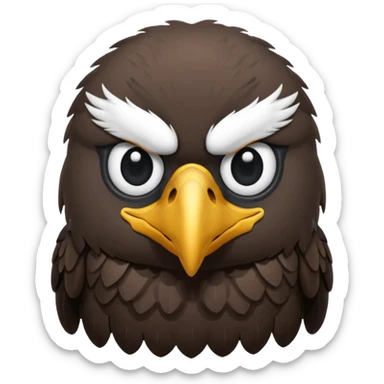 very simple and minimalistic whole body eagle emoji DOT eyes, only pupils, solid black , no iris, remove the white part of the eye sticker