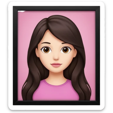 pink girly framed picture of a long hair brunette  sticker