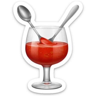 tomato puree in a glass glass transparent with spoon sticker