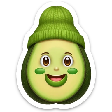 Avocado with a beanie sticker