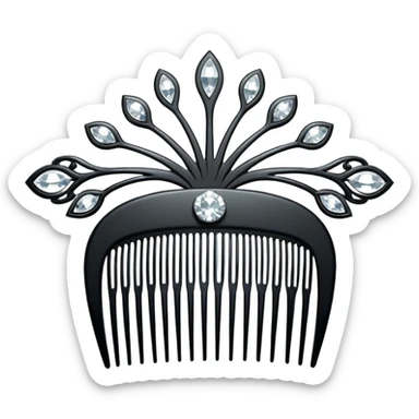 elegant white hair comb with diamonds sticker