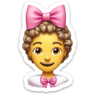 emoji with smile and with pink big bow sticker