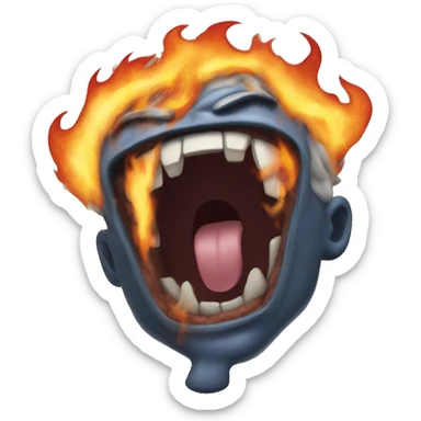 screaming on fire emoji sticker