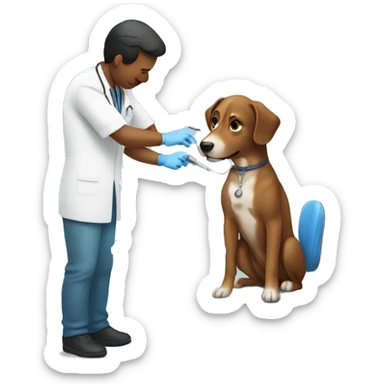 Dog getting injection shot sticker