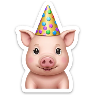 Party Pig – small pig with cone party hat and confetti sticker
