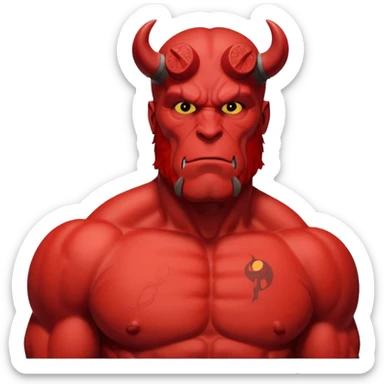 cinematic realistic portrait superhero Hellboy by Mike Mignola sticker