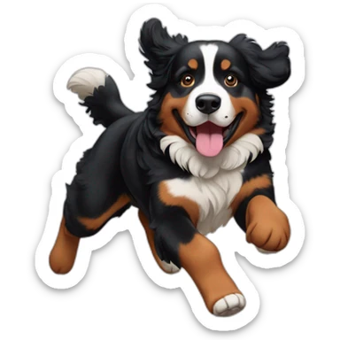 bernese mountain dog jumping between 3 threes sticker
