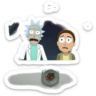 Rick and Morty in spaceship  sticker