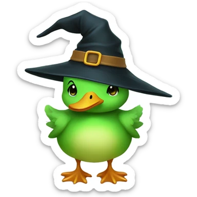 a witch green cute duck sticker