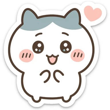 chiikawa character, happy expression, pastel colors, minimal background sticker