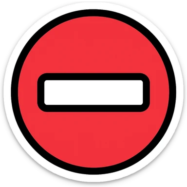 modern style stop icon, red circle with white horizontal stripe, no text sticker