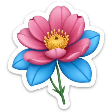 Um emoji da flor rosa só que com coloração azul sticker