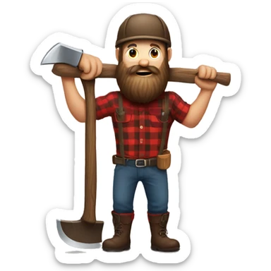 Lumberjack with axe winter sticker