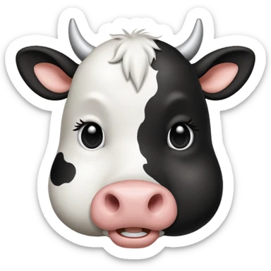 simple cow face, very simple dot eyes sticker